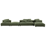 Reed 4-Piece Modular Corduroy Upholstered Sectional Sofa With Ottoman in Fern