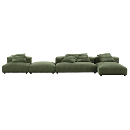 Solace 4-Piece Modular Corduroy Upholstered Sectional Sofa With Ottoman by Furniture for America