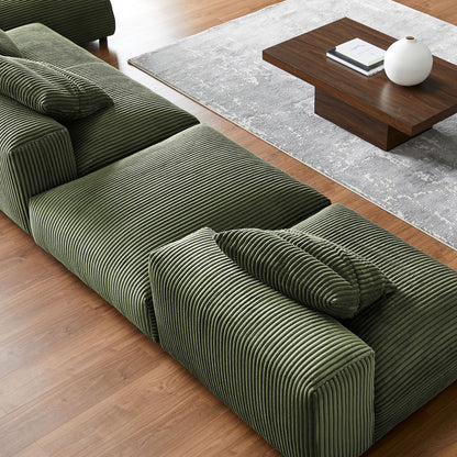 Solace 4-Piece Modular Corduroy Upholstered Sectional Sofa With Ottoman by Furniture for America