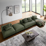 Reed 4-Piece Modular Corduroy Upholstered Sectional Sofa With Ottoman in Fern