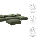 Reed 4-Piece Modular Corduroy Upholstered Sectional Sofa With Ottoman in Fern