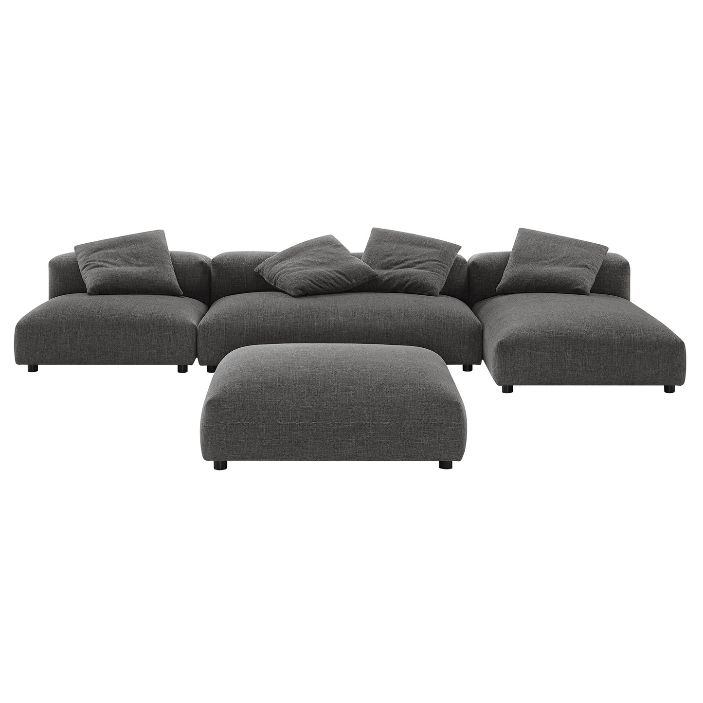 Solace 4-Piece Modular Upholstered Fabric Sectional Sofa With Ottoman by Furniture for America