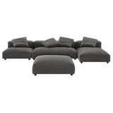 Reed 4-Piece Modular Upholstered Fabric Sectional Sofa With Ottoman in Charcoal