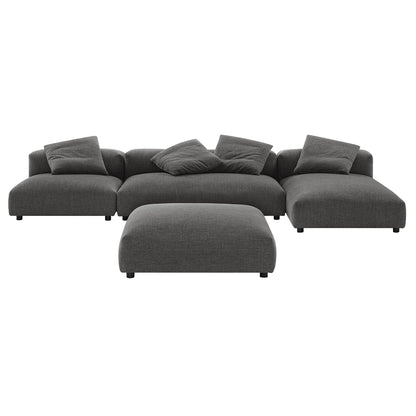 Solace 4-Piece Modular Upholstered Fabric Sectional Sofa With Ottoman by Furniture for America