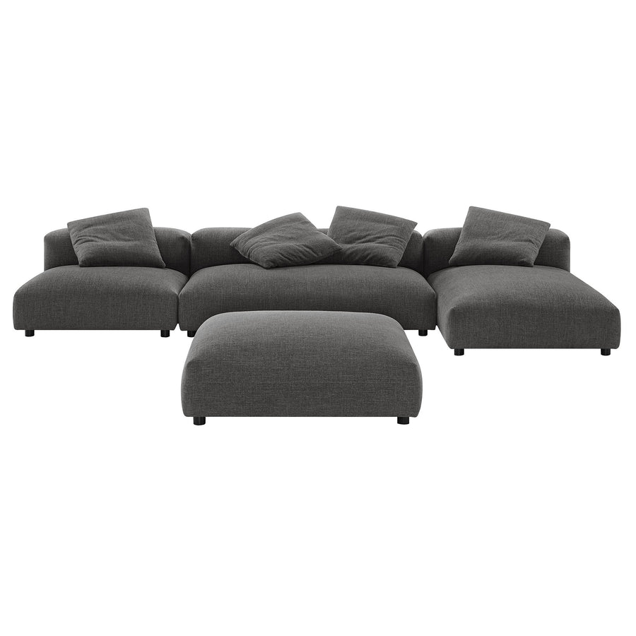 Reed 4-Piece Modular Upholstered Fabric Sectional Sofa With Ottoman in Charcoal
