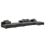 Reed 4-Piece Modular Upholstered Fabric Sectional Sofa With Ottoman in Charcoal