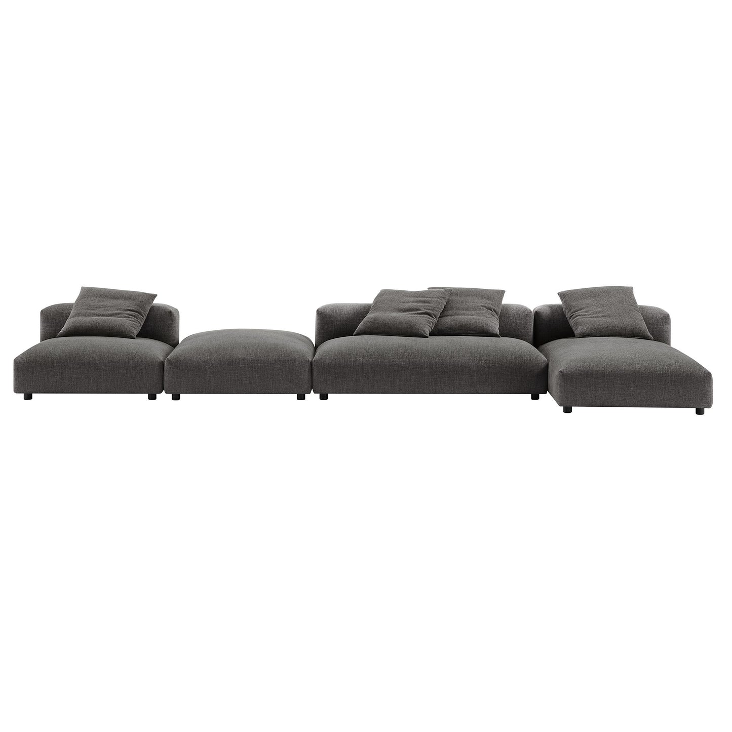 Solace 4-Piece Modular Upholstered Fabric Sectional Sofa With Ottoman by Furniture for America