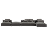 Reed 4-Piece Modular Upholstered Fabric Sectional Sofa With Ottoman in Charcoal