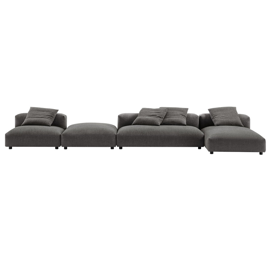 Reed 4-Piece Modular Upholstered Fabric Sectional Sofa With Ottoman in Charcoal