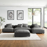 Reed 4-Piece Modular Upholstered Fabric Sectional Sofa With Ottoman in Charcoal