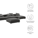 Reed 4-Piece Modular Upholstered Fabric Sectional Sofa With Ottoman in Charcoal