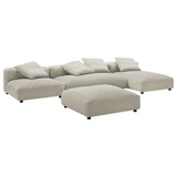Reed 4-Piece Modular Upholstered Fabric Sectional Sofa With Ottoman in Linen
