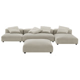 Reed 4-Piece Modular Upholstered Fabric Sectional Sofa With Ottoman in Linen