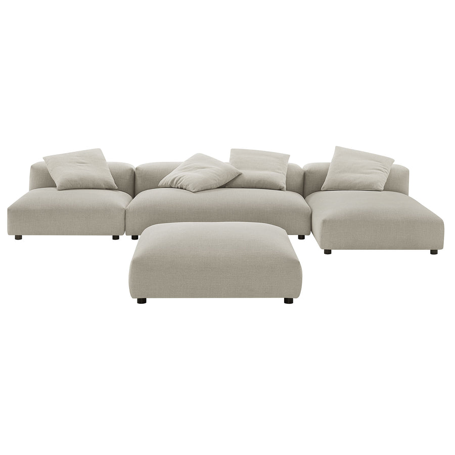 Reed 4-Piece Modular Upholstered Fabric Sectional Sofa With Ottoman in Linen