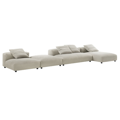 Solace 4-Piece Modular Upholstered Fabric Sectional Sofa With Ottoman by Furniture for America