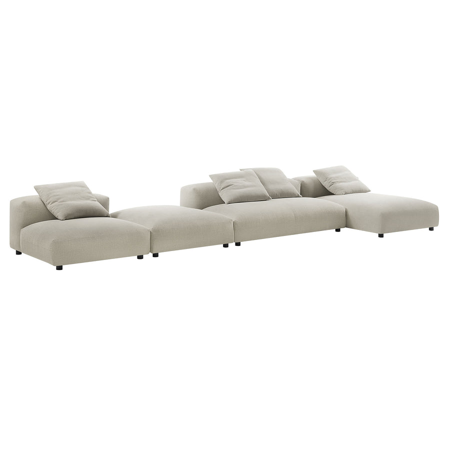 Reed 4-Piece Modular Upholstered Fabric Sectional Sofa With Ottoman in Linen