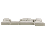 Reed 4-Piece Modular Upholstered Fabric Sectional Sofa With Ottoman in Linen