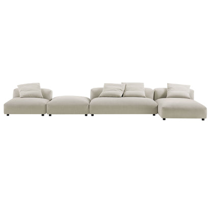 Solace 4-Piece Modular Upholstered Fabric Sectional Sofa With Ottoman by Furniture for America