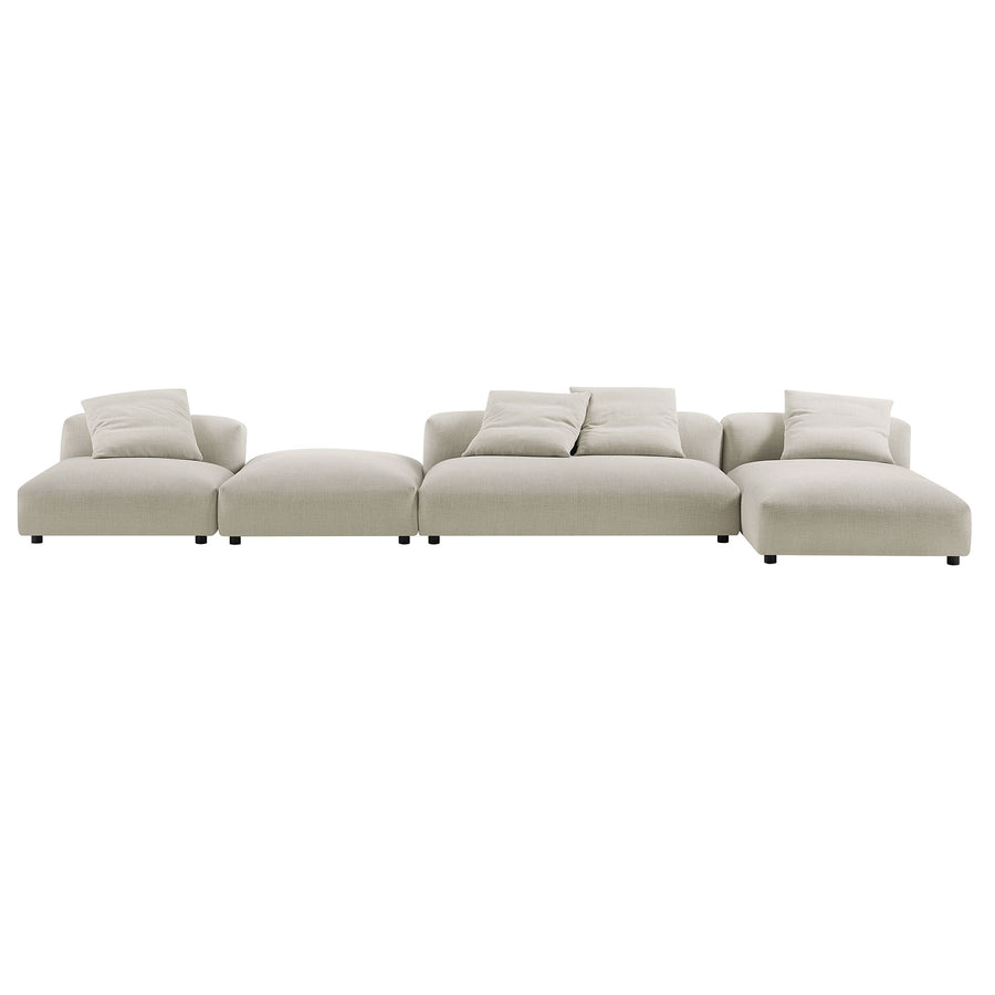 Reed 4-Piece Modular Upholstered Fabric Sectional Sofa With Ottoman in Linen