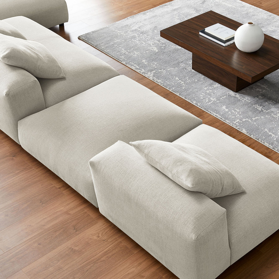 Reed 4-Piece Modular Upholstered Fabric Sectional Sofa With Ottoman in Linen