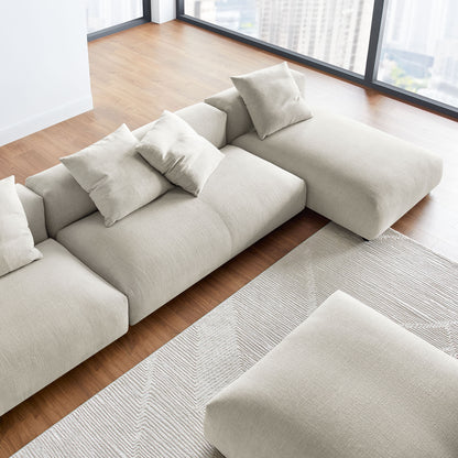 Solace 4-Piece Modular Upholstered Fabric Sectional Sofa With Ottoman by Furniture for America