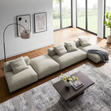 Reed 4-Piece Modular Upholstered Fabric Sectional Sofa With Ottoman in Linen