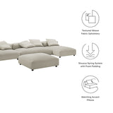Reed 4-Piece Modular Upholstered Fabric Sectional Sofa With Ottoman in Linen