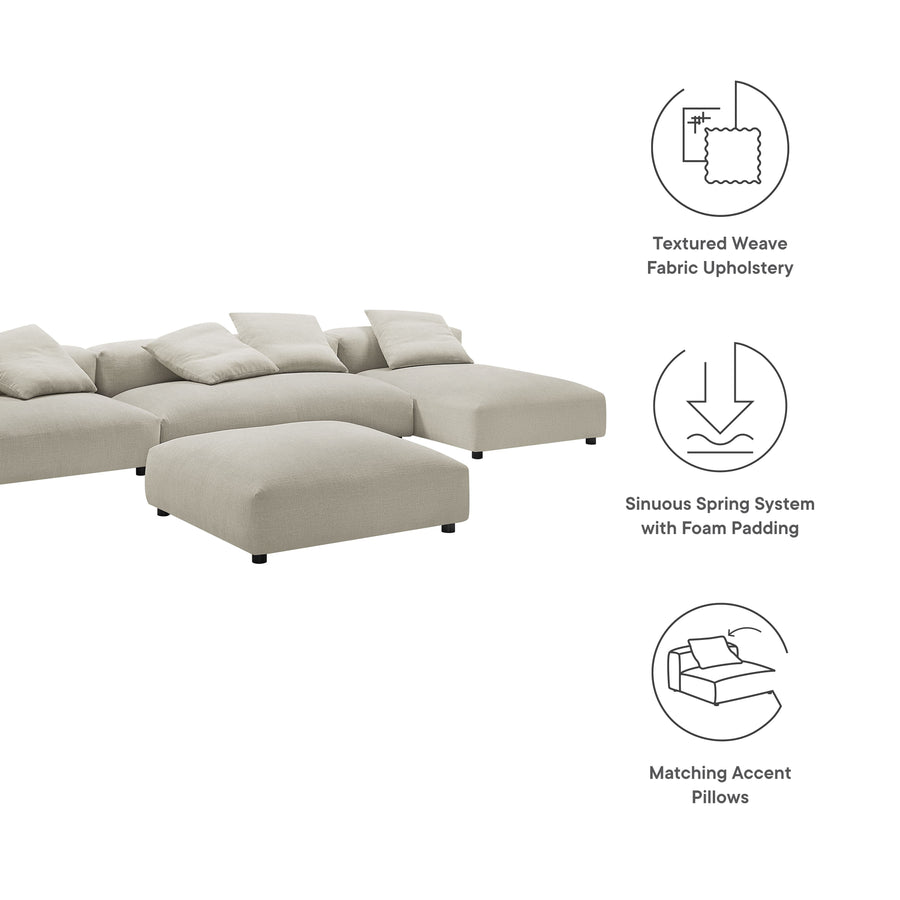 Reed 4-Piece Modular Upholstered Fabric Sectional Sofa With Ottoman in Linen