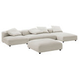 Reed 4-Piece Modular Upholstered Fabric Sectional Sofa With Ottoman in Salt
