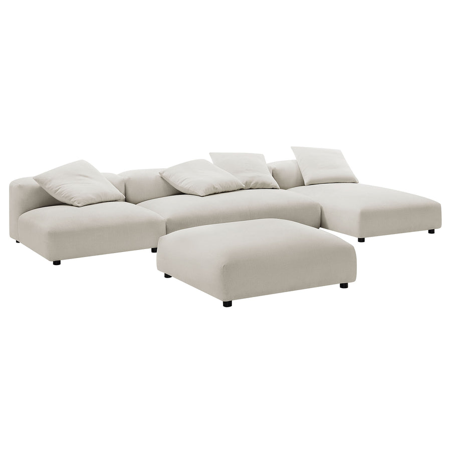 Reed 4-Piece Modular Upholstered Fabric Sectional Sofa With Ottoman in Salt