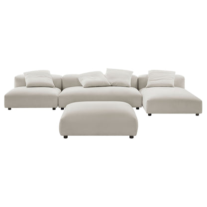 Solace 4-Piece Modular Upholstered Fabric Sectional Sofa With Ottoman by Furniture for America