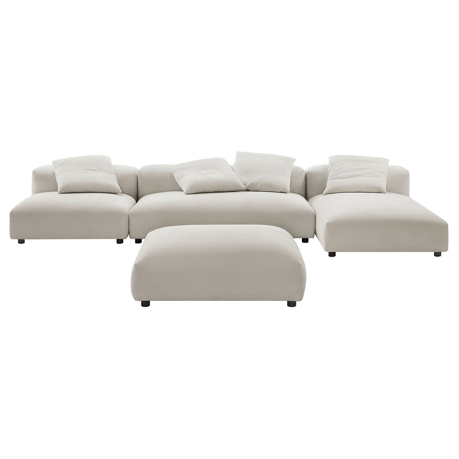 Reed 4-Piece Modular Upholstered Fabric Sectional Sofa With Ottoman in Salt