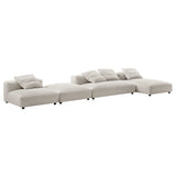 Reed 4-Piece Modular Upholstered Fabric Sectional Sofa With Ottoman in Salt