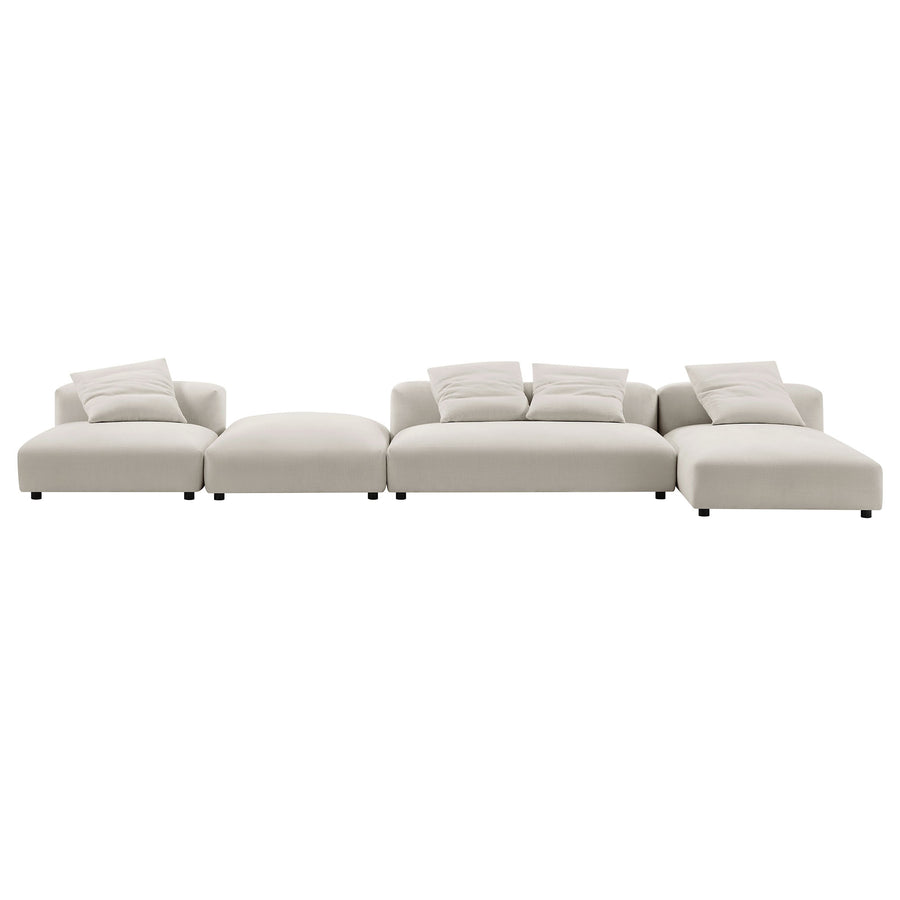 Reed 4-Piece Modular Upholstered Fabric Sectional Sofa With Ottoman in Salt