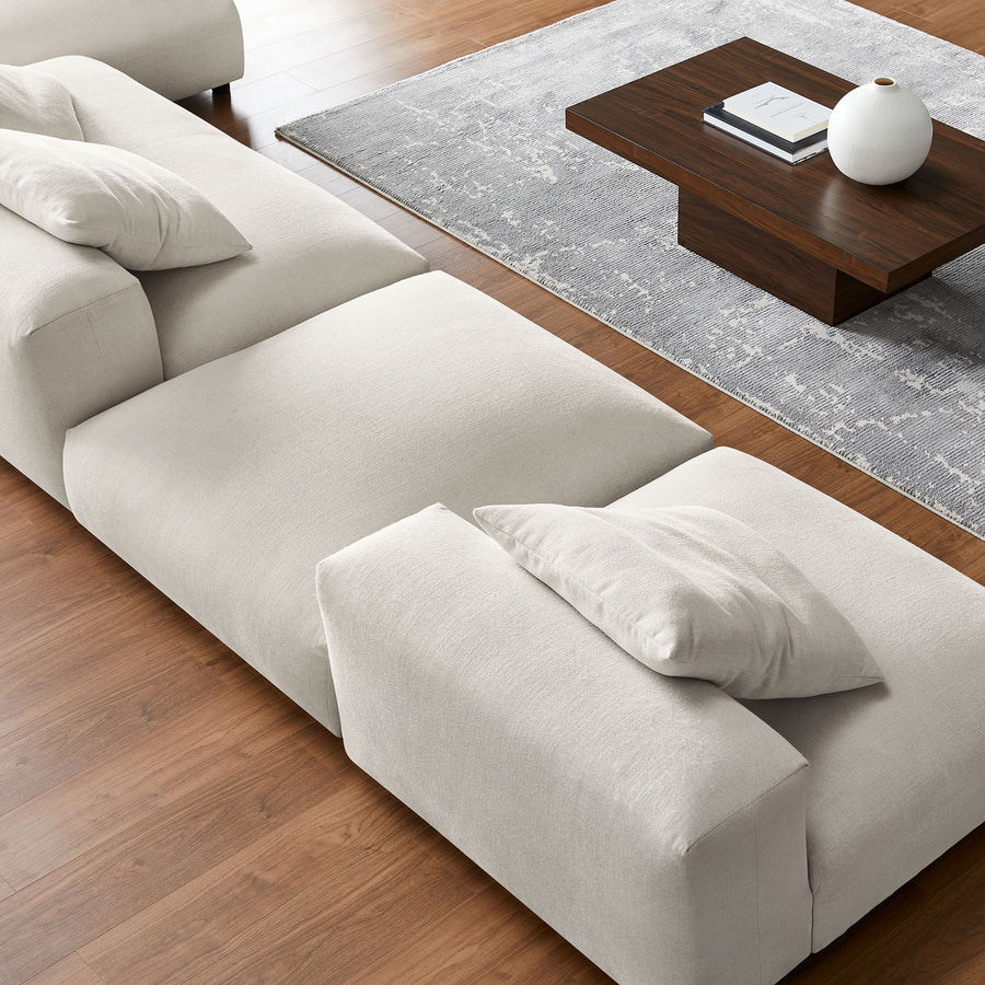 Reed 4-Piece Modular Upholstered Fabric Sectional Sofa With Ottoman in Salt