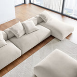 Reed 4-Piece Modular Upholstered Fabric Sectional Sofa With Ottoman in Salt