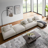 Reed 4-Piece Modular Upholstered Fabric Sectional Sofa With Ottoman in Salt