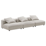 Reed 3-Piece Modular Corduroy Upholstered Sofa in Almond