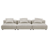 Reed 3-Piece Modular Corduroy Upholstered Sofa in Almond