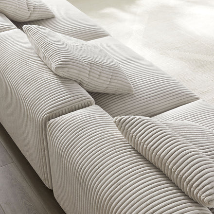 Solace 3-Piece Modular Corduroy Upholstered Sofa in Almond