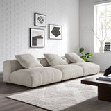 Reed 3-Piece Modular Corduroy Upholstered Sofa in Almond