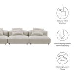 Reed 3-Piece Modular Corduroy Upholstered Sofa in Almond