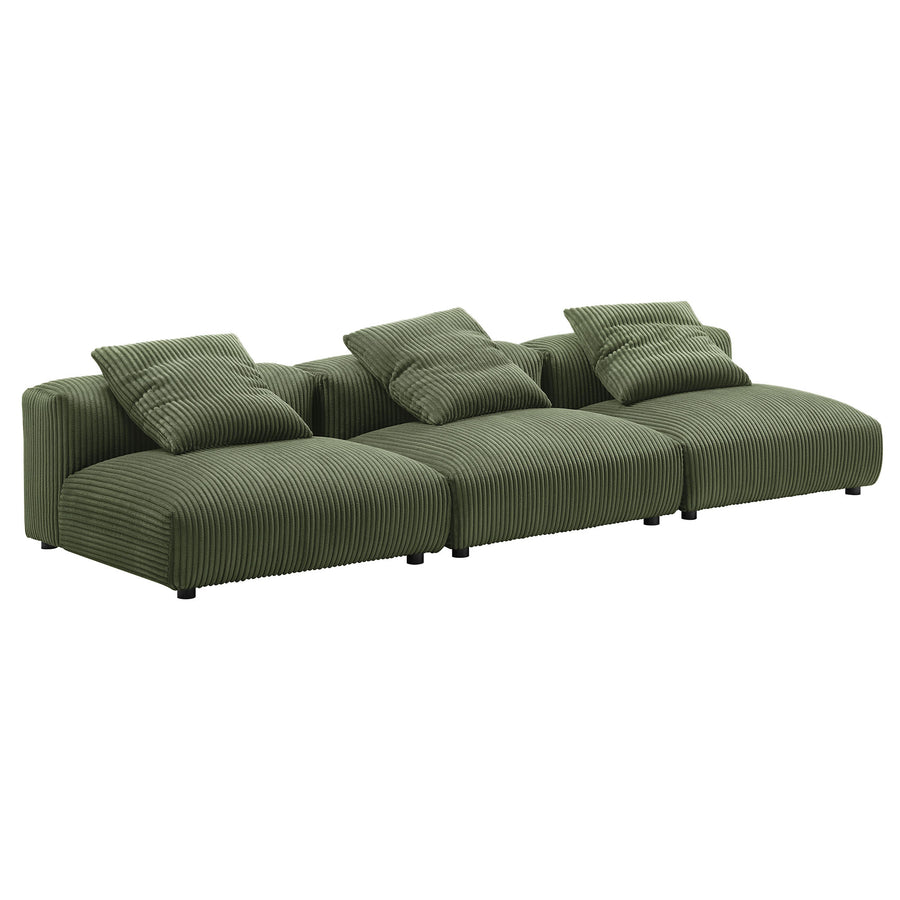 Reed 3-Piece Modular Corduroy Upholstered Sofa in Fern