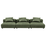Reed 3-Piece Modular Corduroy Upholstered Sofa in Fern