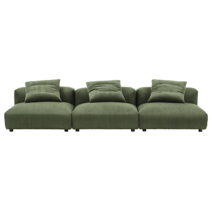 Solace 3-Piece Modular Corduroy Upholstered Sofa by Furniture for America