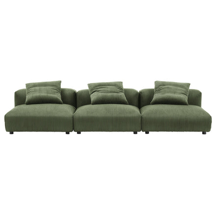 Solace 3-Piece Modular Corduroy Upholstered Sofa in Fern