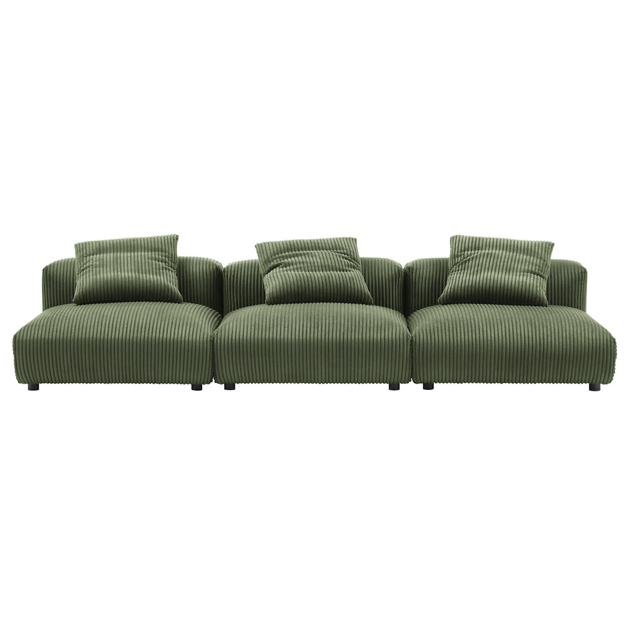 Reed 3-Piece Modular Corduroy Upholstered Sofa in Fern