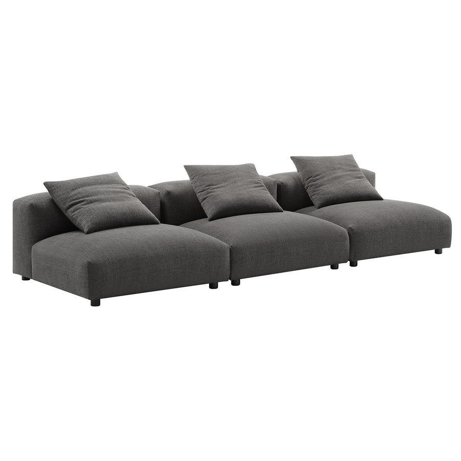 Reed 3-Piece Modular Upholstered Fabric Sofa in Charcoal