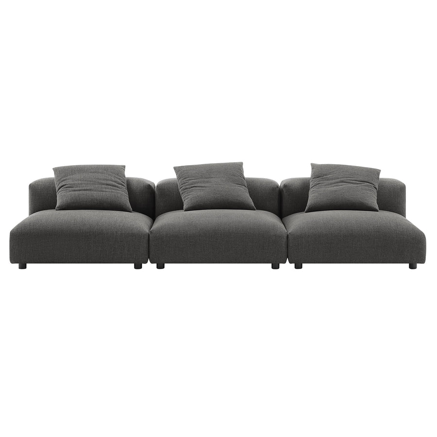 Reed 3-Piece Modular Upholstered Fabric Sofa in Charcoal