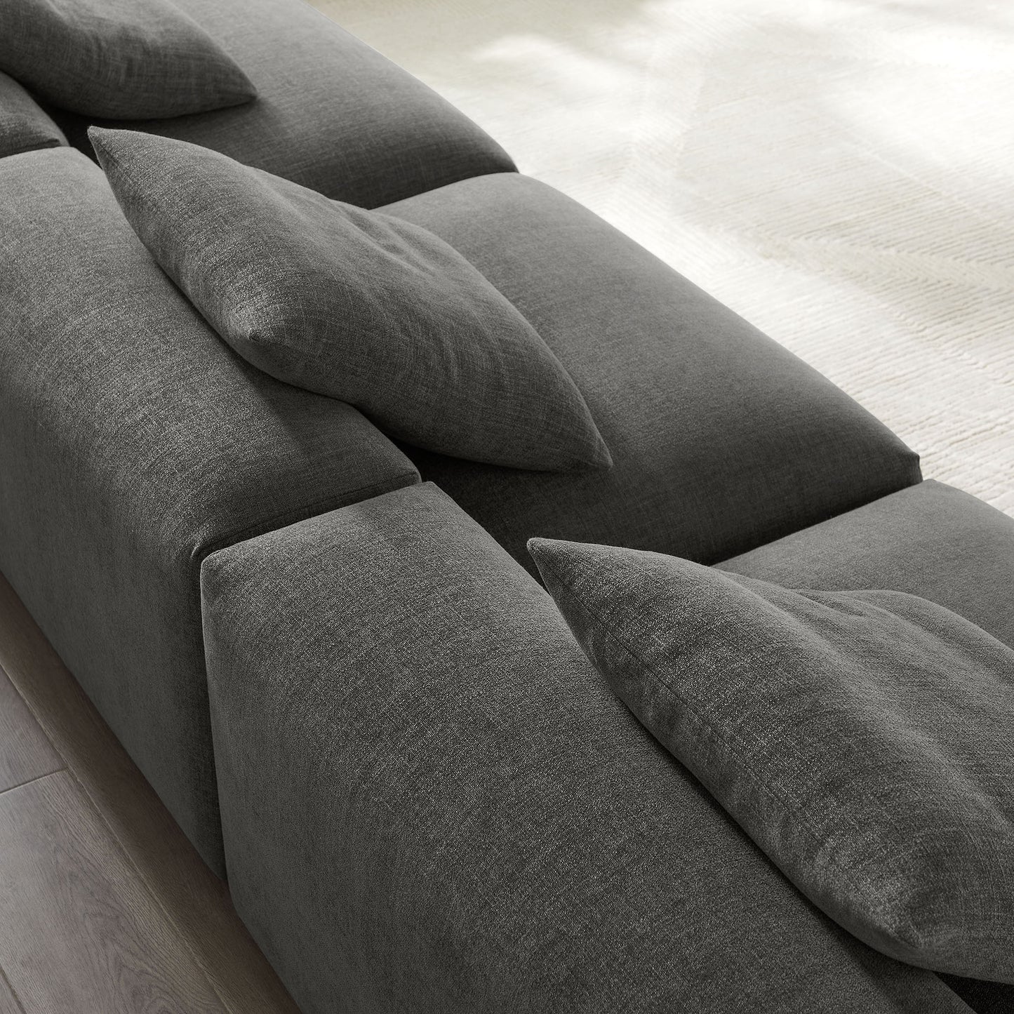 Reed 3-Piece Modular Upholstered Fabric Sofa in Charcoal